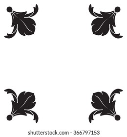 Vintage baroque frame scroll ornament engraving border floral retro pattern antique style acanthus foliage swirl decorative design element filigree calligraphy vector