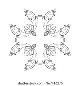 Vintage baroque frame scroll ornament engraving border floral retro pattern antique style acanthus foliage swirl decorative design element filigree calligraphy vector | damask - stock vector