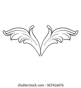 Vintage baroque frame scroll ornament engraving border floral retro pattern antique style acanthus foliage swirl decorative design element filigree calligraphy vector | damask - vector