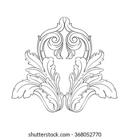 Vintage baroque frame scroll ornament engraving border floral retro pattern antique style acanthus foliage swirl decorative design element filigree vector | damask - stock vector