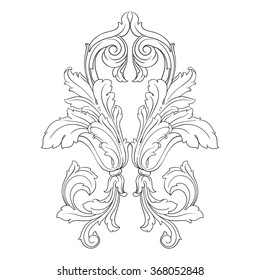 Vintage baroque frame scroll ornament engraving border floral retro pattern antique style acanthus foliage swirl decorative design element filigree calligraphy vector | damask - stock vector