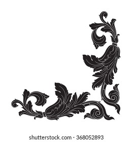 Vintage Baroque Frame Scroll Ornament Engraving Stock Vector (Royalty ...