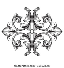 Vintage baroque frame scroll ornament engraving border floral retro pattern antique style acanthus foliage swirl decorative design element filigree calligraphy vector