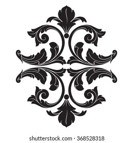 Vintage baroque frame scroll ornament engraving border floral retro pattern antique style acanthus foliage swirl decorative design element filigree calligraphy vector