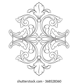 Vintage baroque frame scroll ornament engraving border floral retro pattern antique style acanthus foliage swirl decorative design element filigree calligraphy vector