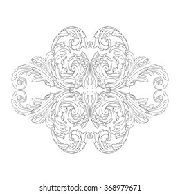 Vintage baroque frame scroll ornament engraving border floral retro pattern antique style acanthus foliage swirl decorative design element filigree calligraphy vector | damask - stock vector