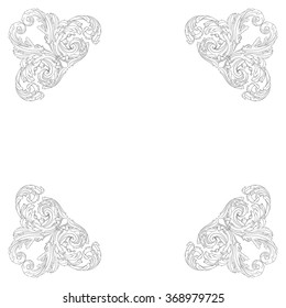 Vintage baroque frame scroll ornament engraving border floral retro pattern antique style acanthus foliage swirl decorative design element filigree calligraphy vector | damask - stock vector