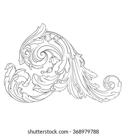 Vintage baroque frame scroll ornament engraving border floral retro pattern antique style acanthus foliage swirl decorative design element filigree calligraphy vector | damask - stock vector