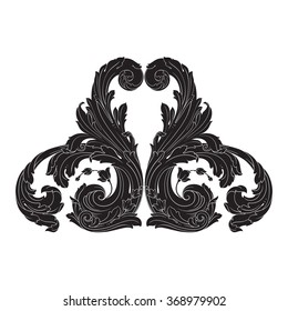 Vintage baroque frame scroll ornament engraving border floral retro pattern antique style acanthus foliage swirl decorative design element filigree calligraphy vector | damask - stock vector