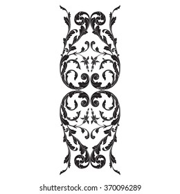 Vintage baroque frame scroll ornament engraving border floral retro pattern antique style acanthus foliage swirl decorative design element filigree calligraphy vector | damask - stock vector
