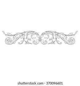 Vintage baroque frame scroll ornament engraving border floral retro pattern antique style acanthus foliage swirl decorative design element filigree calligraphy vector | damask - stock vector