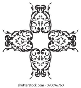 Vintage baroque frame scroll ornament engraving border floral retro pattern antique style acanthus foliage swirl decorative design element filigree calligraphy vector | damask - stock vector