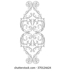 Vintage baroque frame scroll ornament engraving border floral retro pattern antique style acanthus foliage swirl decorative design element filigree calligraphy vector | damask - stock vector