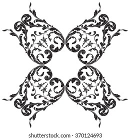 Vintage baroque frame scroll ornament engraving border floral retro pattern antique style acanthus foliage swirl decorative design element filigree calligraphy vector | damask - stock vector