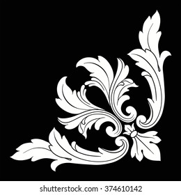 Vintage baroque frame scroll ornament engraving border floral retro pattern antique style acanthus foliage swirl decorative design element filigree calligraphy vector | damask - stock vector