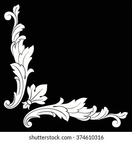 Vintage baroque frame scroll ornament engraving border floral retro pattern antique style acanthus foliage swirl decorative design element filigree calligraphy vector | damask - stock vector