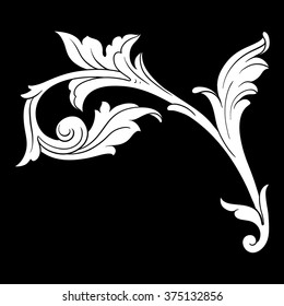 Vintage baroque frame scroll ornament engraving border floral retro pattern antique style acanthus foliage swirl decorative design element filigree calligraphy vector | damask - stock vector