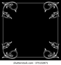 Vintage baroque frame scroll ornament engraving border floral retro pattern antique style acanthus foliage swirl decorative design element filigree calligraphy vector | damask - stock vector