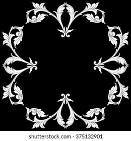 Vintage baroque frame scroll ornament engraving border floral retro pattern antique style acanthus foliage swirl decorative design element filigree calligraphy vector | damask - stock vector