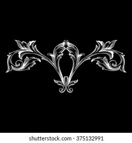 Vintage baroque frame scroll ornament engraving border floral retro pattern antique style acanthus foliage swirl decorative design element filigree calligraphy vector | damask - stock vector