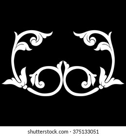 Vintage baroque frame scroll ornament engraving border floral retro pattern antique style acanthus foliage swirl decorative design element filigree calligraphy vector | damask - stock vector