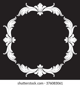 Vintage baroque frame scroll ornament engraving border floral retro pattern antique style acanthus foliage swirl decorative design element filigree calligraphy vector | damask - stock vector