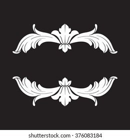 Vintage baroque frame scroll ornament engraving border floral retro pattern antique style acanthus foliage swirl decorative design element filigree calligraphy vector | damask - stock vector