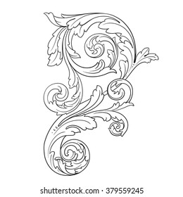 Vector Scroll Acanthus Foliage Swirl Decorative Stock Vector (Royalty ...