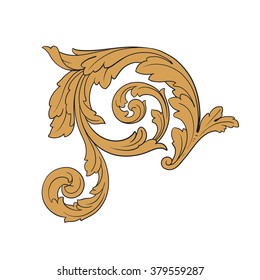 Vintage baroque frame scroll ornament engraving border floral retro pattern antique style acanthus foliage swirl decorative design element filigree calligraphy vector | damask - stock vector