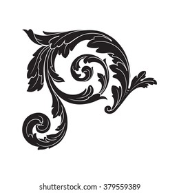 Vintage Baroque Frame Scroll Ornament Engraving Stock Vector (Royalty ...