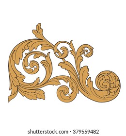 Vintage baroque frame scroll ornament engraving border floral retro pattern antique style acanthus foliage swirl decorative design element filigree calligraphy vector | damask - stock vector