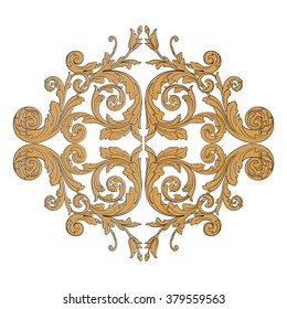 Vintage baroque frame scroll ornament engraving border floral retro pattern antique style acanthus foliage swirl decorative design element filigree calligraphy vector | damask - stock vector