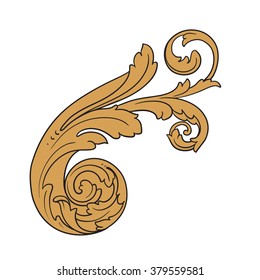 Vintage baroque frame scroll ornament engraving border floral retro pattern antique style acanthus foliage swirl decorative design element filigree calligraphy vector | damask - stock vector
