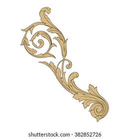 Vintage baroque frame scroll ornament engraving border floral retro pattern antique style acanthus foliage swirl decorative design element filigree calligraphy vector | damask - stock vector