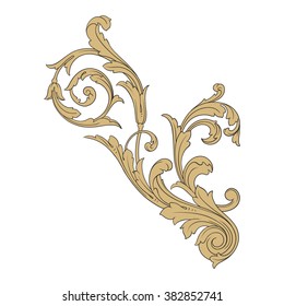 Vintage baroque frame scroll ornament engraving border floral retro pattern antique style acanthus foliage swirl decorative design element filigree calligraphy vector | damask - stock vector