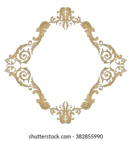 Vintage baroque frame scroll ornament engraving border floral retro pattern antique style acanthus foliage swirl decorative design element filigree calligraphy vector | damask - stock vector