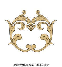 Vintage baroque frame scroll ornament engraving border floral retro pattern antique style acanthus foliage swirl decorative design element filigree calligraphy vector | damask - stock vector