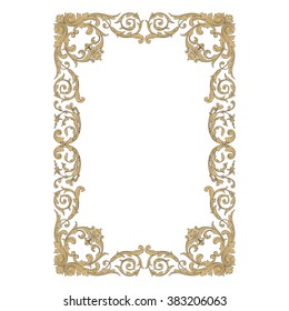 Vintage baroque frame scroll ornament engraving border floral retro pattern antique style acanthus foliage swirl decorative design element filigree calligraphy vector | damask - stock vector