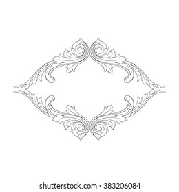 Vintage baroque frame scroll ornament engraving border floral retro pattern antique style acanthus foliage swirl decorative design element filigree calligraphy vector | damask - stock vector