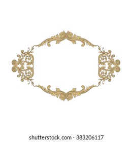 Vintage baroque frame scroll ornament engraving border floral retro pattern antique style acanthus foliage swirl decorative design element filigree calligraphy vector | damask - stock vector