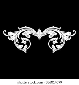 Vintage baroque frame scroll ornament engraving border floral retro pattern antique style acanthus foliage swirl decorative design element filigree calligraphy vector | damask - stock vector