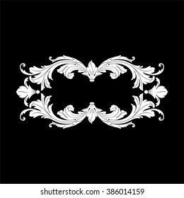 Vintage baroque frame scroll ornament engraving border floral retro pattern antique style acanthus foliage swirl decorative design element filigree calligraphy vector | damask - stock vector