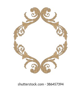 Vintage baroque frame scroll ornament engraving border floral retro pattern antique style acanthus foliage swirl decorative design element filigree calligraphy vector | damask - stock vector