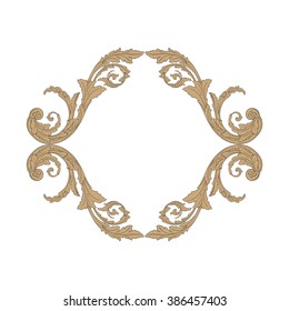 Vintage baroque frame scroll ornament engraving border floral retro pattern antique style acanthus foliage swirl decorative design element filigree calligraphy vector | damask - stock vector
