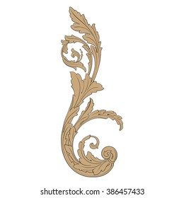 Vintage baroque frame scroll ornament engraving border floral retro pattern antique style acanthus foliage swirl decorative design element filigree calligraphy vector | damask - stock vector