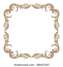 Vintage baroque frame scroll ornament engraving border floral retro pattern antique style acanthus foliage swirl decorative design element filigree calligraphy vector | damask - stock vector