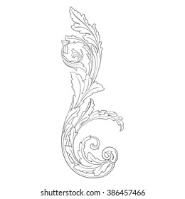 Vintage Baroque Frame Scroll Ornament Engraving Stock Vector (Royalty ...