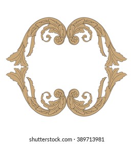 Vintage baroque frame scroll ornament engraving border floral retro pattern antique style acanthus foliage swirl decorative design element filigree calligraphy vector | damask - stock vector