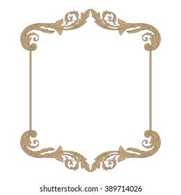 Vintage baroque frame scroll ornament engraving border floral retro pattern antique style acanthus foliage swirl decorative design element filigree calligraphy vector | damask - stock vector