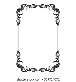 Vintage baroque frame scroll ornament engraving border floral retro pattern antique style acanthus foliage swirl decorative design element filigree calligraphy vector | damask - stock vector